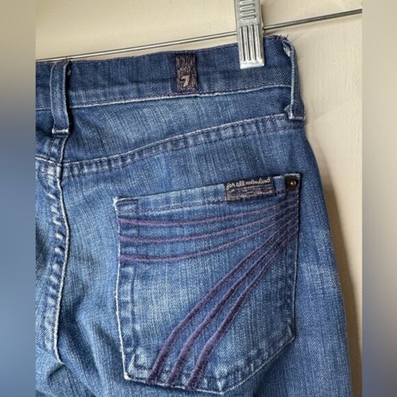Vintage Y2K 7 For All Mankind Dojo Bootcut Embroidered Pockets Blue Jeans 24 - Picture 4 of 15